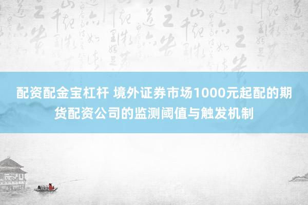 配资配金宝杠杆 境外证券市场1000元起配的期货配资公司的监测阈值与触发机制