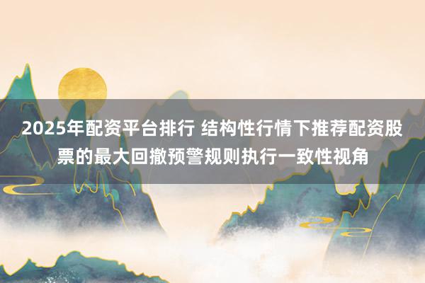 2025年配资平台排行 结构性行情下推荐配资股票的最大回撤预警规则执行一致性视角