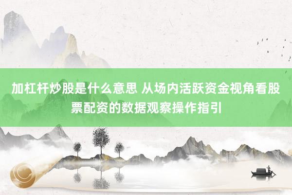 加杠杆炒股是什么意思 从场内活跃资金视角看股票配资的数据观察操作指引
